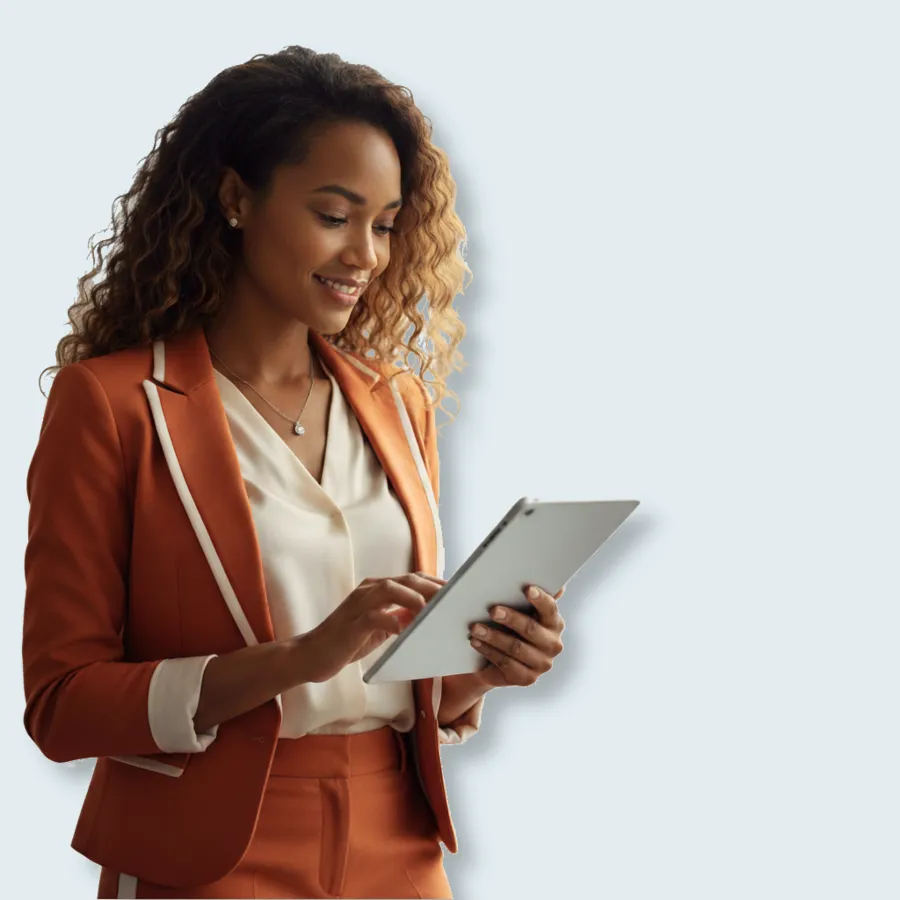 Business owner checking her new website on a tablet