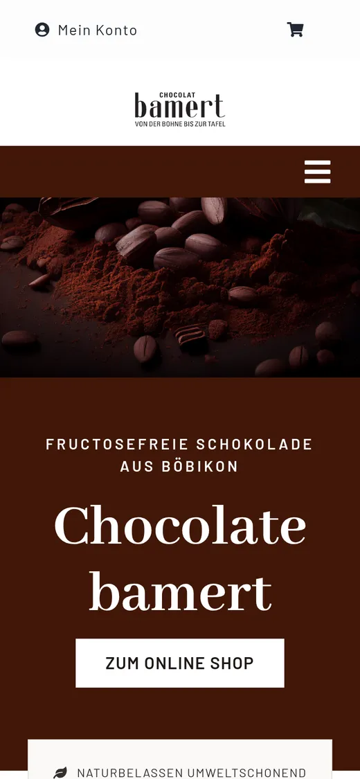 Chocolat Bamert website on a phone